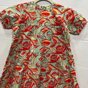Girl - 3 - NWT Briton Court Green & Red Tropical Flower Print Dress